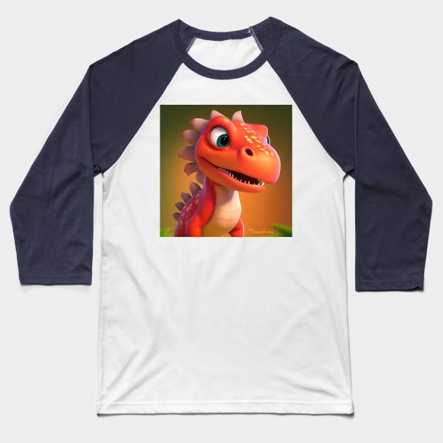 Baby Dinosaur Dino Bambino - Theodore Baseball T-Shirt by KOTOdesign